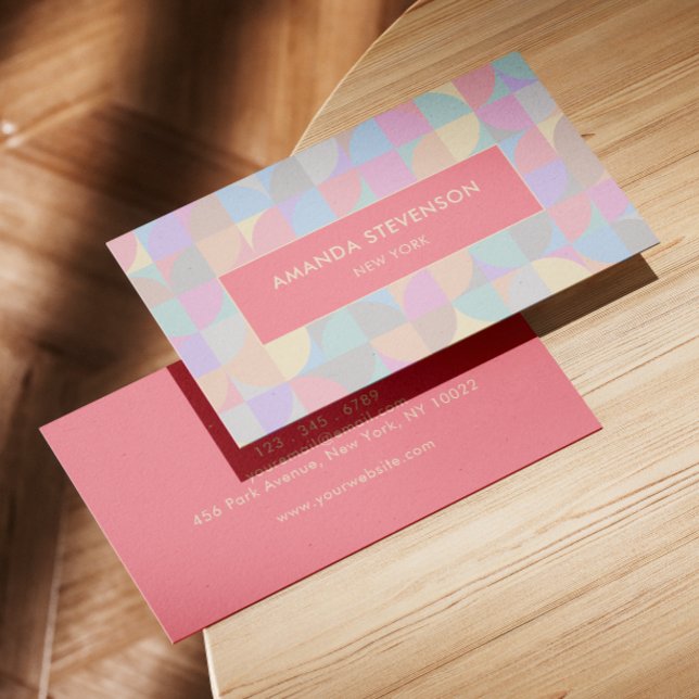 Cartão De Visita Padrão geométrico do Pastel (Criador carregado)