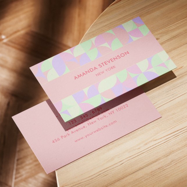 Cartão De Visita Padrão geométrico do Pastel (Criador carregado)