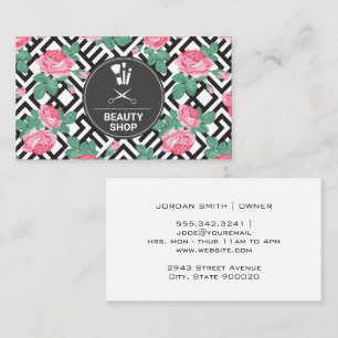 Cartão De Visita Padrão Geométrico Rosa