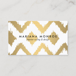 CARTÃO DE VISITA PADRÃO IKAT DE DESIGNER DOURADO FAUX