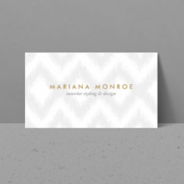 Cartão De Visita PADRÃO IKAT DO DESIGNER em CINZA/BRANCO