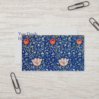 Cartão De Visita Padrão Índigo Floral Tulipa Vintage William Morris