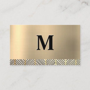 Cartão De Visita Padrão Metálico Dourado Monograma