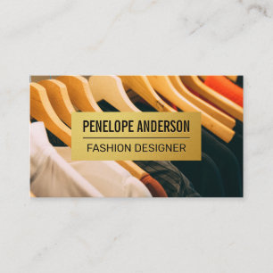 Cartão De Visita Padrão Metálico Dourado Roupas Penduradas