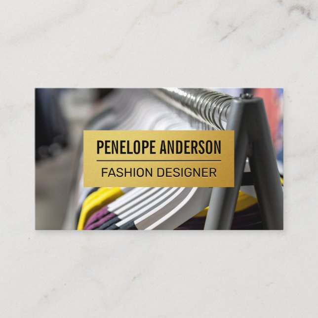 Cartão De Visita Padrão Metálico Dourado | Vestuário De Retenção (Frente)