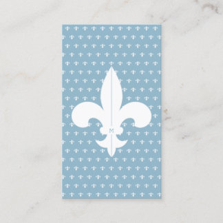 Cartão De Visita Padrão Mínimo de Flor de Lis Azul Francês Monogram