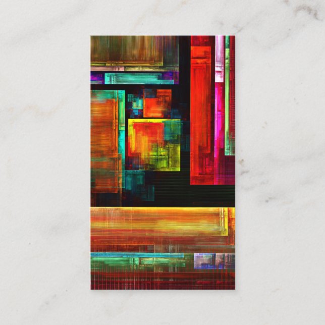 Cartão De Visita Padrão Moderno de Abstrato de Arte Quadrados Color (Frente)