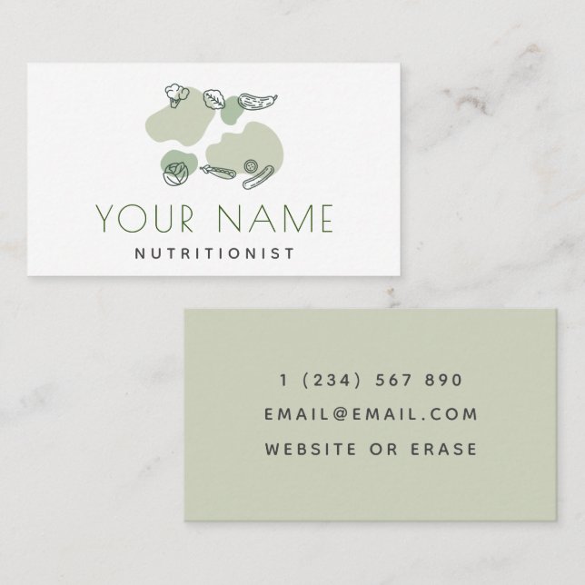 Cartão De Visita Padrão Nutricionista Dieticiano Veggies Camo (Frente/Verso)