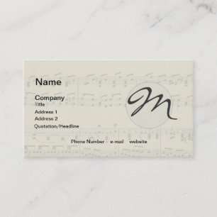Cartão De Visita Padrão preto e branco da pontuação da música d