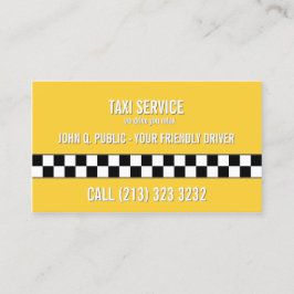 Cartão De Visita Padrão Preto e Branco do Driver de Taxi Cab