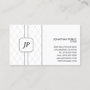 Cartão De Visita Padrão preto e branco do monograma