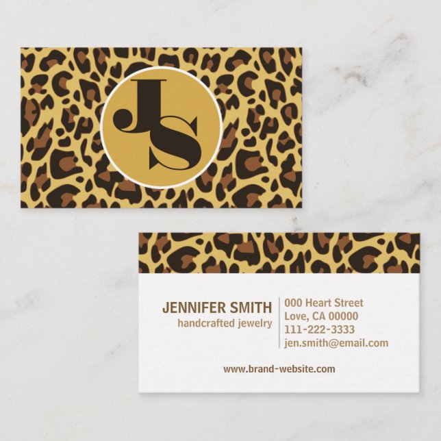 Cartão De Visita Padrão Rockabilly de Impressão do Leopardo Clássic (Frente/Verso)