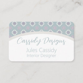 Cartão De Visita Padrão simétrico em branco de flor rosa no arco de