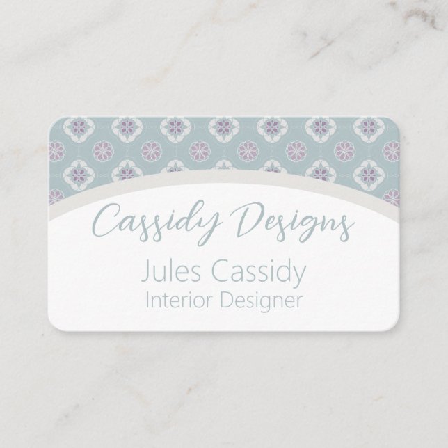 Cartão De Visita Padrão simétrico em branco de flor rosa no arco de (Frente)