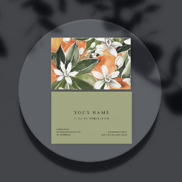 Cartão De Visita Padrão Tropical Laranja e Flores de Água