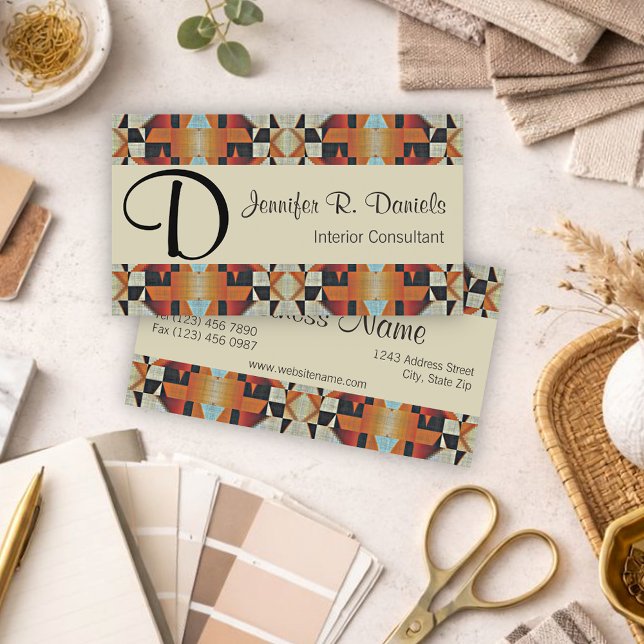 Cartão De Visita Padrão Único de Arte Tribal Indiana Americana (Criador carregado)