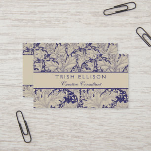Cartão De Visita Padrão Wallflower Azul Antigo de William Morris