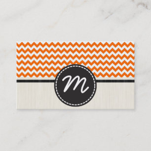 Cartão De Visita Padrão Zigzag Laranja e Branco Chevron 2