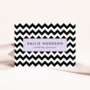 Cartão De Visita Padrão Zigzag preto e branco, padrão Chevron