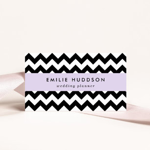 Cartão De Visita Padrão Zigzag preto e branco, padrão Chevron