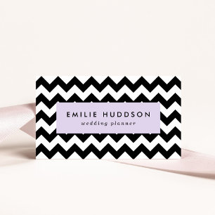 Cartão De Visita Padrão Zigzag preto e branco, padrão Chevron