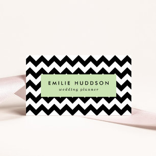 Cartão De Visita Padrão Zigzag preto e branco, padrão Chevron