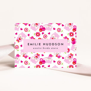 Cartão De Visita Padrões De Corujas, Corujas Rosa, Compro De Animai