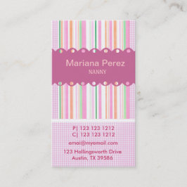 Cartão De Visita Padrões de Gingham com Garotas Rosa Super Modernas