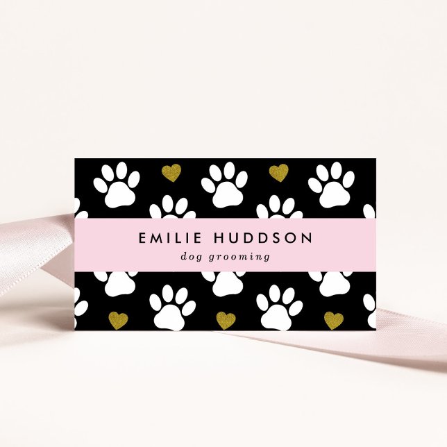 Cartão De Visita Padrões De Patas, Cachorro, Cachorro-Walker, Compr (Criador carregado)