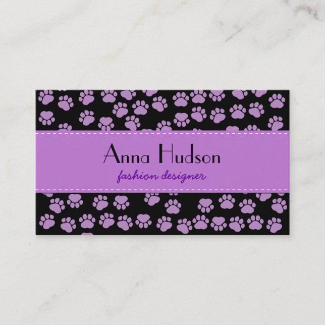 Cartão De Visita Padrões De Patas, Cachorro, Cachorro-Walker, Compr (Frente)