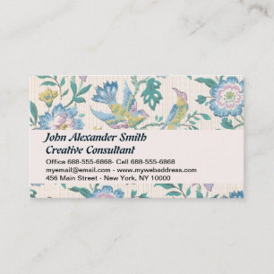 Cartão De Visita Padrões para flores e aves roxas