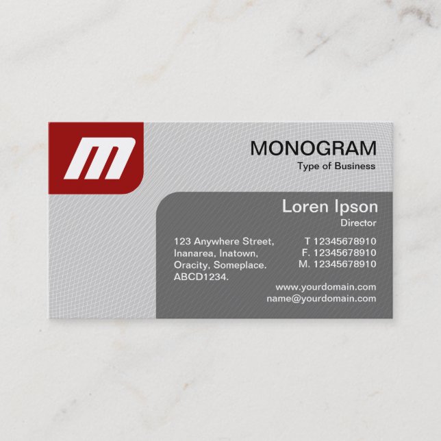 Cartão De Visita Painéis MonoGram v2 - Ruby e Cinza (Frente)
