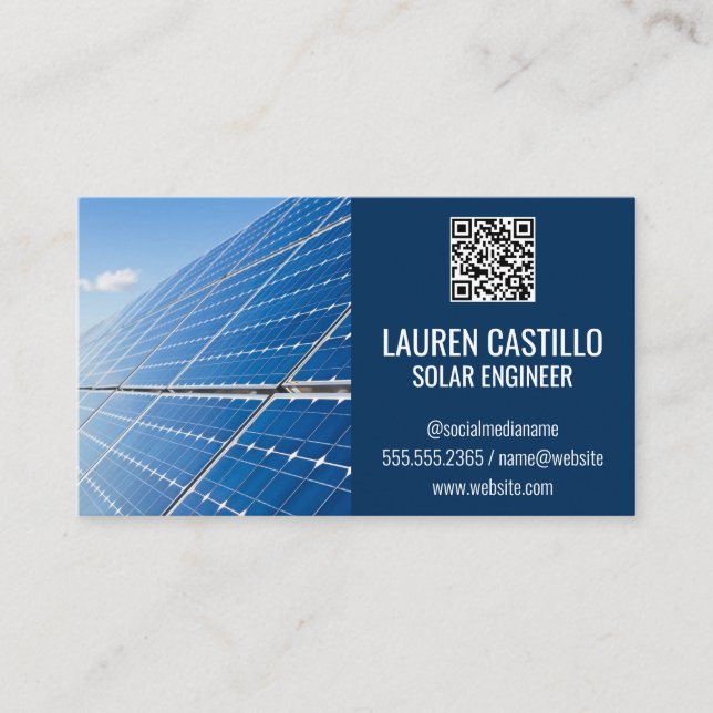 Cartão De Visita Painéis Solares | Código de verificação QR (Frente)