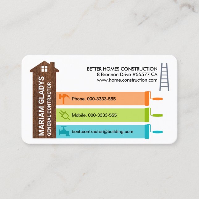Cartão De Visita Painel Ferramentas de Construção da Casa Timer (Frente)