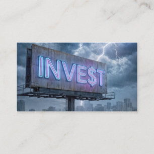 Cartão De Visita Painel Neon com Texto INVEST