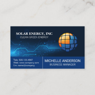 Cartão De Visita Painel Solar Logotipo Moderno   Fundo de Tecnologi