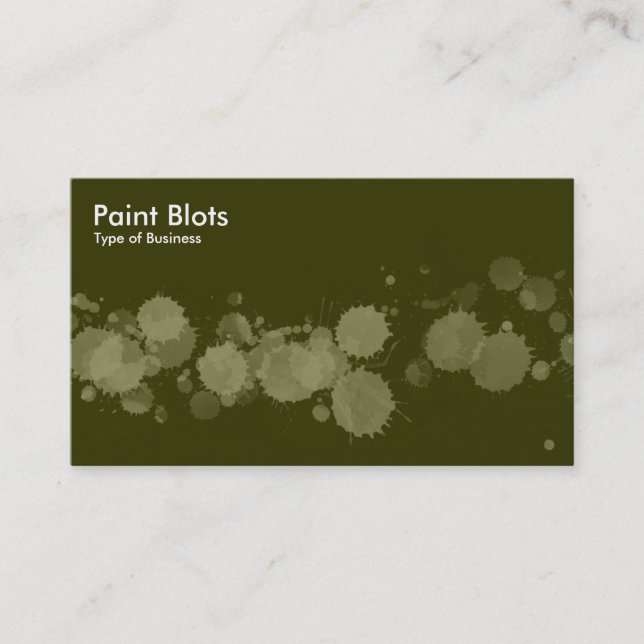 Cartão De Visita Paint Blots - Khaki no Dk Olive (Frente)