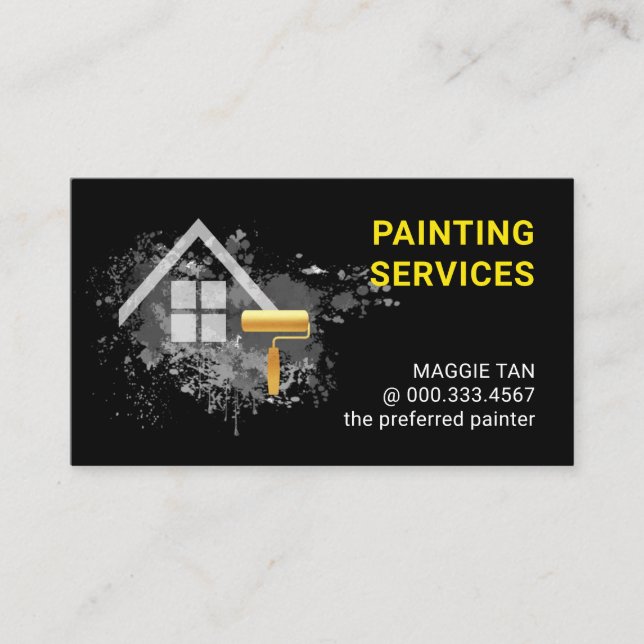 Cartão De Visita Paint Splatter Home Painting Service (Frente)