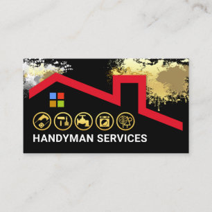 Cartão De Visita Paint Splatters Rooftop Building