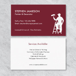 Cartão De Visita Painter & Decorator Painting Services Red White