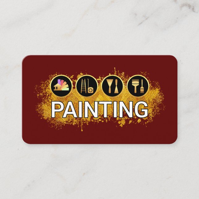 Cartão De Visita Painter's Tool Gold Paint Splatter (Frente)