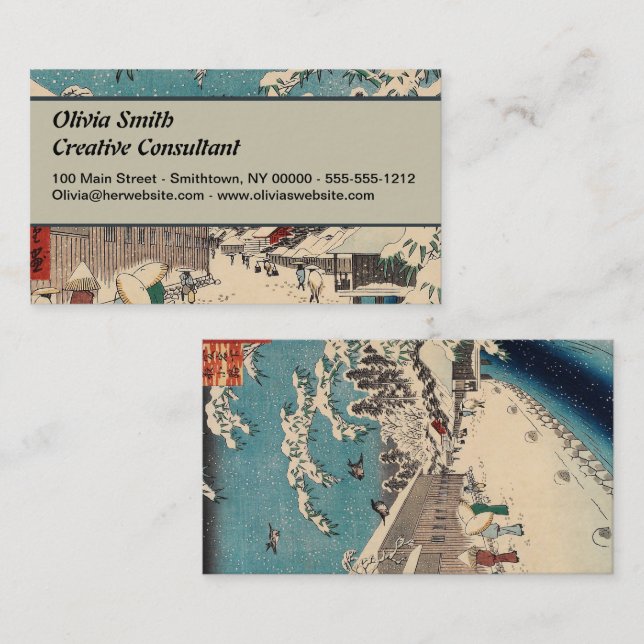 Cartão De Visita País japão da paisagem de inverno de Hiroshige (Frente/Verso)