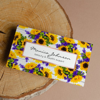 Cartão De Visita País Madeira Branca Rústica Amarelo Roxo