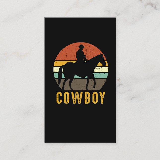 Cartão De Visita País Retro Cowboy Ocidental Cavaleiro de Cavalo (Frente)