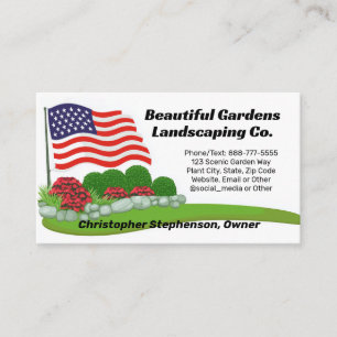 Cartão De Visita Paisagem da Bandeira Americana Cuidados com o Relv