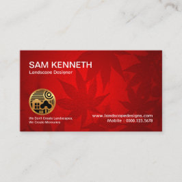 Cartão De Visita Paisagem de Arte Moderna Folha Vermelha
