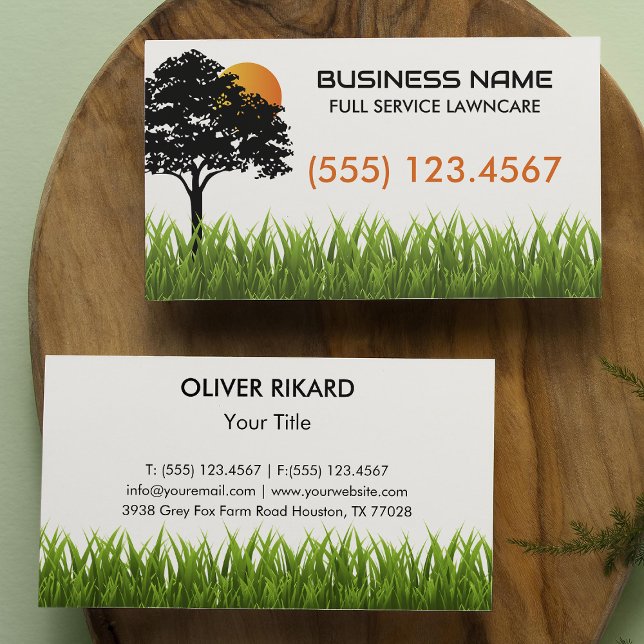 Cartão De Visita Paisagem de Árvore Sunset de Grama Verde (Criador carregado)
