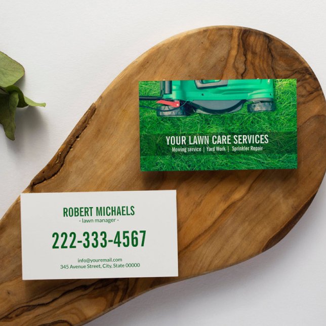 Cartão De Visita Paisagem de jardinagem de jardinagem verde (LAWN AND GARDENING THEMED BUSINESS CARD)
