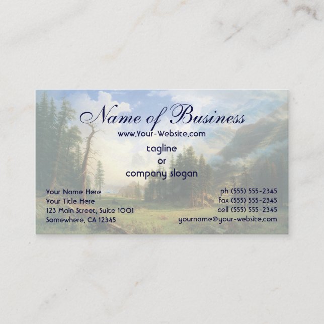 Cartão De Visita Paisagem de montanha, Bierstadt, Escola do Rio Hud (Frente)