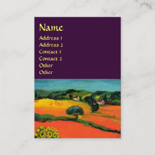 Cartão De Visita PAISAGEM DE TUSCÂNDIA COM FLORES, Roxo